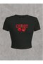 Women's Cherry Printed Crew Neck Baby Tee Crop Tshirt - 2