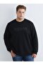 Lcwaikiki Classic Black Large Size Crew Neck Printed Men's Sweatshirt