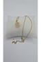 Stainless Steel Gold Color Swirl Themed Zircon Stone Necklace - 6