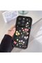 Samsung Galaxy S22 Ultra Compatible Black Silicone Flower Pattern Lens Protection Shock Absorbing Flexible Case - 4