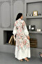 women ecru floral print imported fabric full button belted design dress NBMS25115 - 5