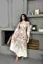 women ecru floral print imported fabric full button belted design dress NBMS25115 - 2