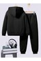 Black Pink Printed Children's Premium Sweatshirt Set 2-Piece Set Hoodie Bottom Top Set - 2
