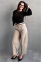 Khaki Modern Cut Belted High Waist Wide Leg Fabric Trousers Mg2618 - 2