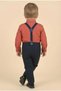 Baby Boy Suspender Bow Tie Shirt Pants Set M00785 Bordo - 5