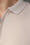 Stone Color Half Zipper Polo Neck Knitwear Men's T-Shirt E7459 - 2