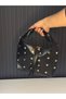 Women's Gold Studded Detailed Shoulder Bag Hobo Model Hand and Shoulder Bag - 3