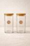 Set of 2 Square Glass Jars with Bamboo Lids 400ml Food Storage Jar Kw-1162 - 2