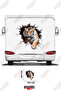 Caravan Sticker with Tiger Image Coming Out of the Shredded Wall