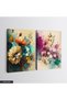Watercolor Look Flowers 2 Pieces Canvas - Canvas Painting - 2