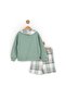 Girl's Plaid Patterned Shorts with Skirt, Collared Sweatshirt, Ages 6-7-8-9-10, 2-Piece Top and Bottom Set - 5
