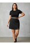 Women's Plus Size Black Slit Mini Skirt - 3