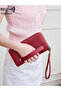 Leather-Look Women's Handheld Portfolio Bag with Wrist Strap, Bohemian Style Embroidered - 5