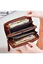 Leather-Look Women's Handheld Portfolio Bag with Wrist Strap, Bohemian Style Embroidered - 2