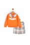 Girl's Plaid Patterned Shorts with Skirt, Collared Sweatshirt, Ages 6-7-8-9-10, 2-Piece Top and Bottom Set - 2