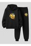 Children's Hooded Sweatshirt - Tracksuit Set Yellow Car Printed 3 Thread Raised