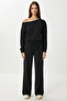 Open Shoulder Modal Top and Bottom Set Lby0027 Black