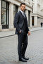 Slim Fit Mono Collar 80% Wool Blended Winter Vest Set Piece Suit - 2