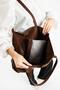 Women's Genuine Leather and Suede Leather Shoulder Bag Pl017 Brown - 4