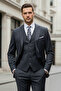 Slim Fit Mono Collar 80% Wool Blended Winter Vest Set Piece Suit - 3