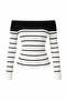 Striped Madonna Collar Ribbed Knit Women's Blouse Daily Use - 3