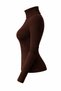Turtleneck High Neck Ribbed Knit Brown Women's Blouse - 3