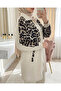 Shirt Collar Zipper-Up Pants Suit -Beige - 3