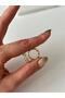 Women's Gold Color Gold 4 Stone Zircon Mini Hoop Earrings
