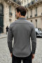 Slim Fit Stretch Fabric Long Sleeve Men's Casual Black Shirt - 3