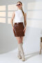 Mini Leather Skirt/With Belt and Fleece Inside