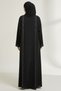 Premium Black Abaya With Front Embroidery Rhinestone Modern Modest Wear V-neck Long Sleeve Dress - 5