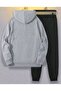 Printed Bottom Top Hooded Tracksuit Set Gray - 2