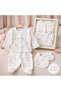 100% Cotton 5-Piece Floral Patterned Baby Girl Bodysuit Set with Apron and Gloves, Boxed Gift Set - 4