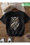 Unisex Oversized Owl Printed T-Shirt - Owl T-Shirt
