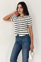 Women's Striped Button Detail Blouse – Line Touch - 3