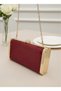 Burgundy Gold Luxury Suede Crystal Stone Metal Case Stone Handle Evening Dress Bag Wedding Engagement Graduation - 5