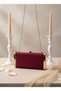 Burgundy Gold Luxury Suede Crystal Stone Metal Case Stone Handle Evening Dress Bag Wedding Engagement Graduation - 3