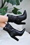 Erita Black Leather Heeled Boots - 4