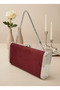 Burgundy Silver Luxury Suede Crystal Stone Metal Case Stone Handle Evening Dress Bag Wedding Engagement Graduation - 2
