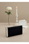 Black Silver Luxury Suede Crystal Stone Metal Case Stone Handle Evening Dress Bag Wedding Engagement Graduation - 2