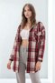 Women's Patterned Color-Block Flannel Oversized Wide-Fit Casual Pocketed Hooded Long-Length Shirt Jacket - 5