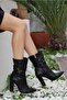 Erita Black Leather Heeled Boots - 5