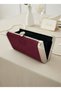 Burgundy Luxury Suede Crystal Stone Metal Case Stone Handle Evening Dress Bag Wedding Engagement Graduation - 4