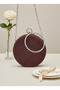 Brown Round Luxury Suede Crystal Stone Women's Evening Dress Bag Wedding Engagement Graduation - 4