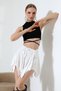 Asymmetrical Panelled Skirt/Front and Back Gathered Skirt with Inner Leggings - 7