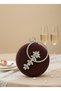 Brown Round Luxury Suede Crystal Stone Women's Evening Dress Bag Wedding Engagement Graduation - 2