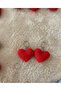 Hand Knitted 2 Pieces Red Heart Keychain - 2