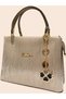 Women's Evening Dress Bag, 5-Compartment Glitter Hand and Shoulder Bag with Glitter Clover Detail - 8
