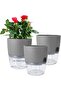 6-inch (approx. 15.2 cm) Indoor Plant Automatic Watering Pots, 3-Pack, Perfect for Growing Fresh Kitchen Herbs - Grey