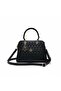 Women's Black Drop Quilted Faux Leather Shoulder Bag – Handbag, Shoulder Bag, - 4